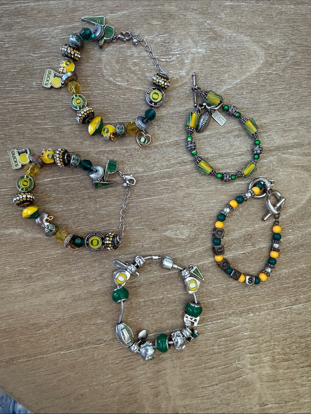 University of Oregon Charm Bracelets - Green & Yellow Women’s Bracelet